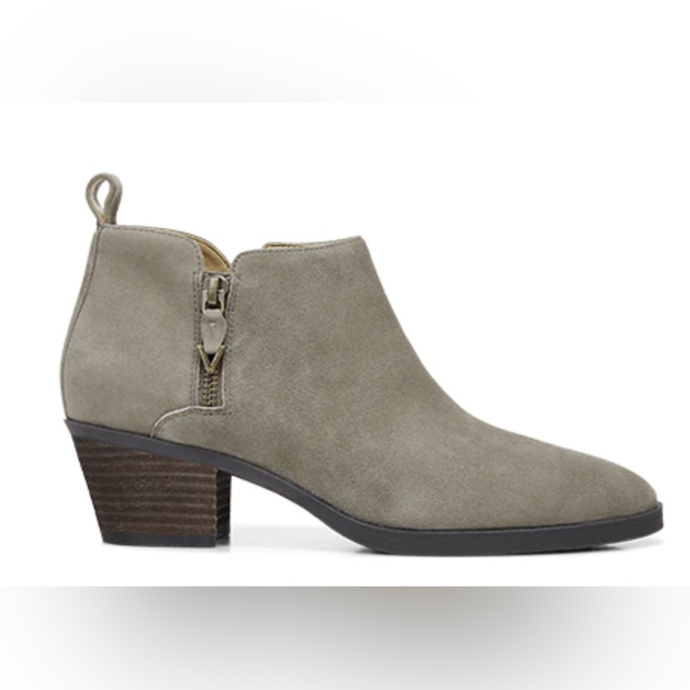 Vionic Cecily Suede Booties in Stone Size 6